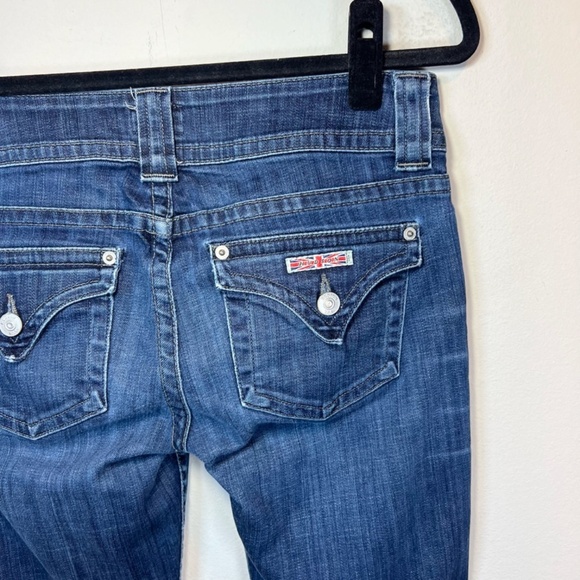 Hudson Signature Bootcut Flap Jeans Dark Blue Distressed Stretch Womens Sz 28x29 - Picture 10 of 15